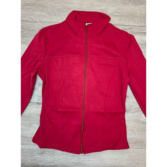 PHERO MOVEMENT Jackets & Blazers - Red Fitted Long Sleeve Zip Jacket Workout Athleisure Activewear